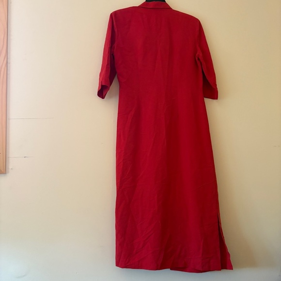 Vintage Talbots Petites Red Linen Blend Shirt Dress Size 6 USA Made Button Front - Picture 2 of 4